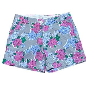 Crown & Ivy Caroline Stripped and Floral Shorts Size 2 Blue Pink Green
